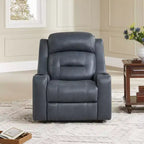 Sillón reclinable de cuero genuino con motor dual y reclinación plana