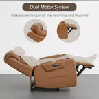 Sillón reclinable de cuero genuino con motor dual y reclinación plana