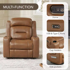 Sillón reclinable de cuero genuino con motor dual y reclinación plana
