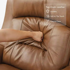 Sillón reclinable de cuero genuino con motor dual y reclinación plana