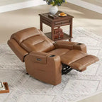Sillón reclinable de cuero genuino con motor dual y reclinación plana