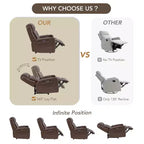 Sillón reclinable de cuero genuino con motor dual y reclinación plana
