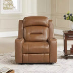 Sillón reclinable de cuero genuino con motor dual y reclinación plana