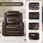 Sillón reclinable de cuero genuino con motor dual y reclinación plana
