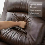 Sillón reclinable de cuero genuino con motor dual y reclinación plana