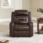 Sillón reclinable de cuero genuino con motor dual y reclinación plana