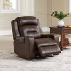 Spruce & Spring Genuine Leather Dual Motor Power Lay Flat Recliner Chair
