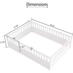 Cama Montessori de Madera de Tamaño Completo con Barrera de Seguridad y Puerta, Blanca