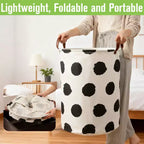 Cesto de ropa sucia plegable de lona de 80 L, organizador de cesto de ropa plegable, cesto de lunares para ropa sucia, organizador de almacenamiento de juguetes para niños