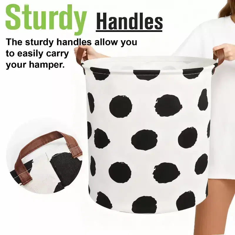 Cesto de ropa sucia plegable de lona de 80 L, organizador de cesto de ropa plegable, cesto de lunares para ropa sucia, organizador de almacenamiento de juguetes para niños