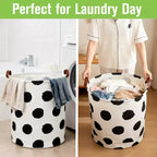 Cesto de ropa sucia plegable de lona de 80 L, organizador de cesto de ropa plegable, cesto de lunares para ropa sucia, organizador de almacenamiento de juguetes para niños