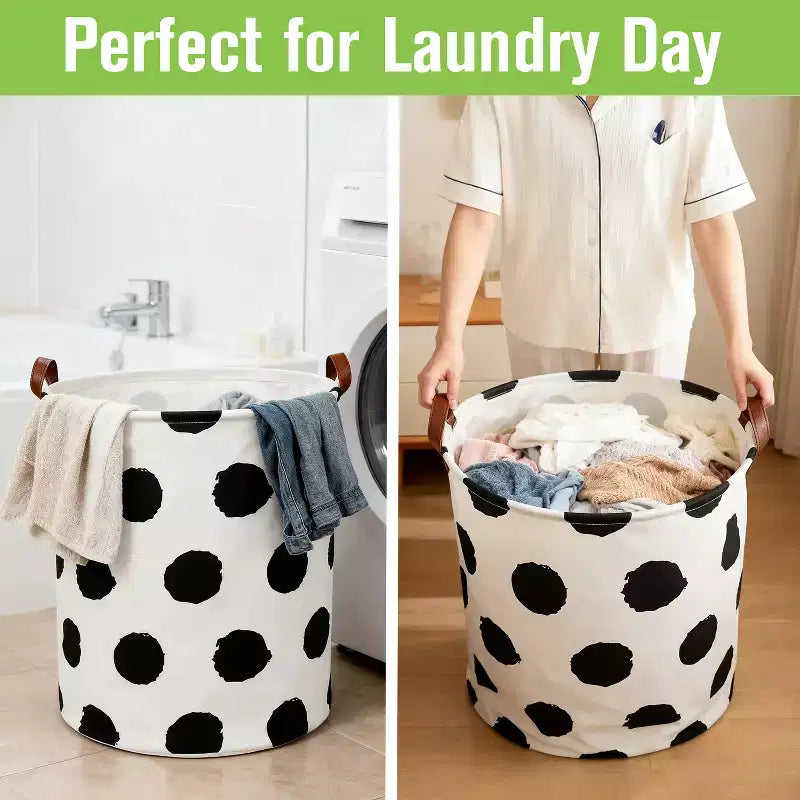Cesto de ropa sucia plegable de lona de 80 L, organizador de cesto de ropa plegable, cesto de lunares para ropa sucia, organizador de almacenamiento de juguetes para niños
