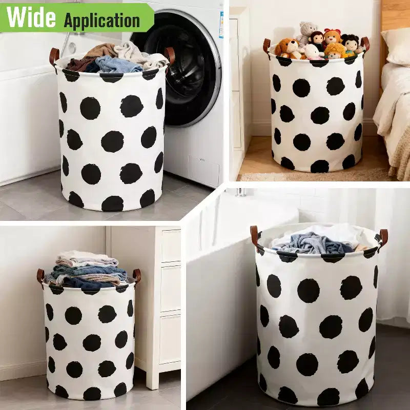 Cesto de ropa sucia plegable de lona de 80 L, organizador de cesto de ropa plegable, cesto de lunares para ropa sucia, organizador de almacenamiento de juguetes para niños