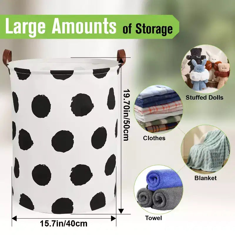Cesto de ropa sucia plegable de lona de 80 L, organizador de cesto de ropa plegable, cesto de lunares para ropa sucia, organizador de almacenamiento de juguetes para niños
