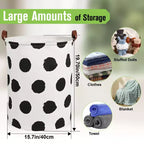 Cesto de ropa sucia plegable de lona de 80 L, organizador de cesto de ropa plegable, cesto de lunares para ropa sucia, organizador de almacenamiento de juguetes para niños
