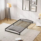 Marco de cama de metal, marco de cama de plataforma con diseño de arco, soporte de listones resistentes de alta resistencia, no necesita somier, fácil montaje