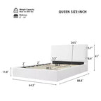 Base de cama tapizada Queen/King con cabecero ergonómico acolchado, blanco