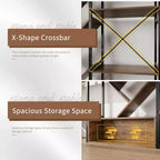 Estantería industrial de árbol de 6 niveles y triple columna con 24 estantes, librería moderna de madera y estantería de exhibición para sala de estar y oficina en casa