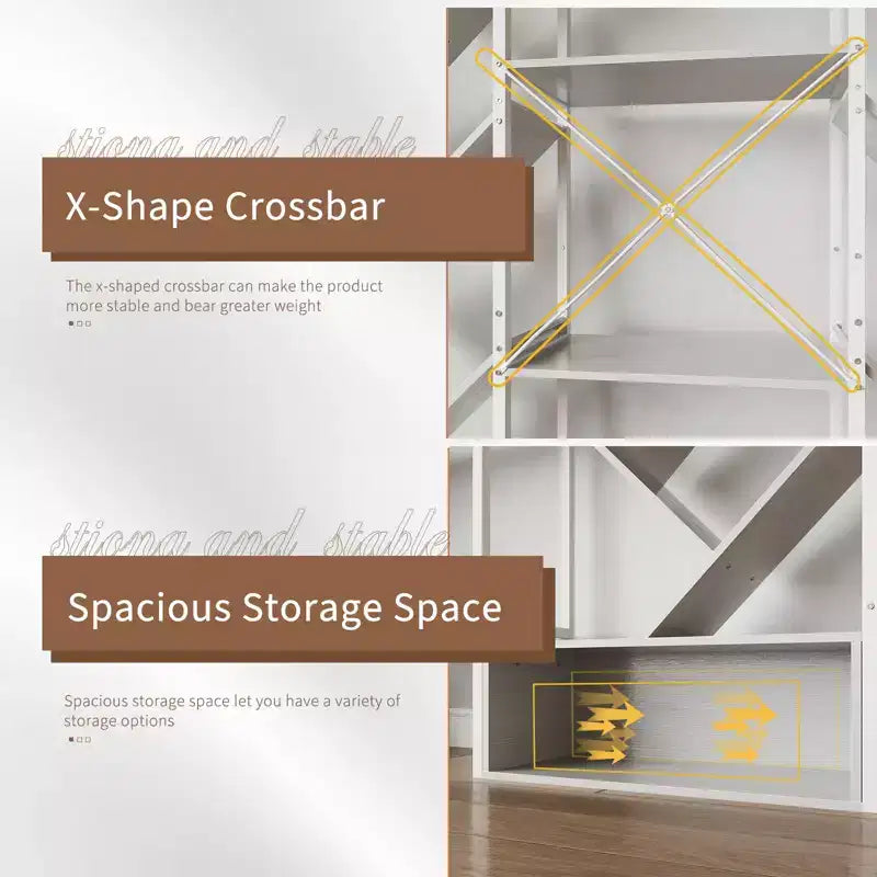 Estantería industrial de árbol de 6 niveles y triple columna con 24 estantes, librería moderna de madera y estantería de exhibición para sala de estar y oficina en casa