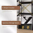 Estantería industrial de árbol de 6 niveles y triple columna con 24 estantes, librería moderna de madera y estantería de exhibición para sala de estar y oficina en casa