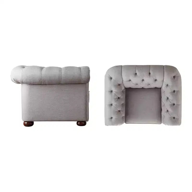 Sillón decorativo de lino para sala de estar - Gris