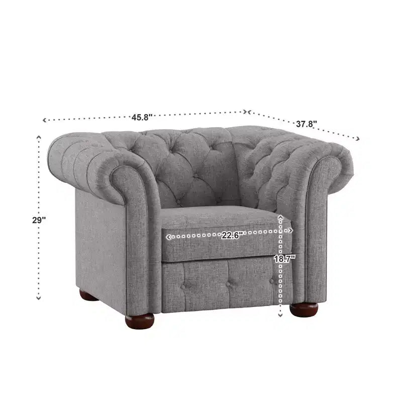 Sillón decorativo de lino para sala de estar - Gris