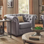 Sillón decorativo de lino para sala de estar - Gris