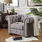 Sillón decorativo de lino para sala de estar - Gris