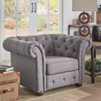 Sillón decorativo de lino para sala de estar - Gris