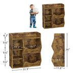Organizador de almacenamiento de juguetes para niños, estantería de 5 cubículos con contenedores frontales inclinados, gabinete de almacenamiento de madera para sala de juegos, guardería, aula, jardín de infancia