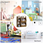 Organizador de almacenamiento de juguetes para niños, estantería de 5 cubículos con contenedores frontales inclinados, gabinete de almacenamiento de madera para sala de juegos, guardería, aula, jardín de infancia
