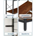 Estantería esquinera de 7 niveles, estantería esquinera en forma de L de madera y metal, estante de exhibición independiente para sala de estar, cocina, oficina en casa