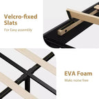 Marcos de Cama Tipo Plataforma Tapizados en Terciopelo con Cabecero Ajustable para Dormitorio, No Requiere Somier