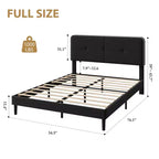 Marcos de Cama Tipo Plataforma Tapizados en Terciopelo con Cabecero Ajustable para Dormitorio, No Requiere Somier