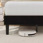 Marcos de Cama Tipo Plataforma Tapizados en Terciopelo con Cabecero Ajustable para Dormitorio, No Requiere Somier