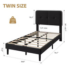 Marcos de Cama Tipo Plataforma Tapizados en Terciopelo con Cabecero Ajustable para Dormitorio, No Requiere Somier