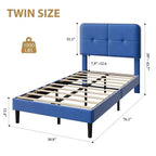 Marcos de Cama Tipo Plataforma Tapizados en Terciopelo con Cabecero Ajustable para Dormitorio, No Requiere Somier