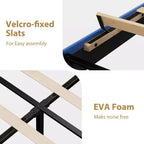 Marcos de Cama Tipo Plataforma Tapizados en Terciopelo con Cabecero Ajustable para Dormitorio, No Requiere Somier