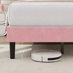 Marcos de Cama Tipo Plataforma Tapizados en Terciopelo con Cabecero Ajustable para Dormitorio, No Requiere Somier