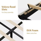Marcos de Cama Tipo Plataforma Tapizados en Terciopelo con Cabecero Ajustable para Dormitorio, No Requiere Somier