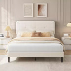 Velvet Upholstered Platform Bed Frames with Adjustable Headboard for Bedroom, No Box Spring Needed