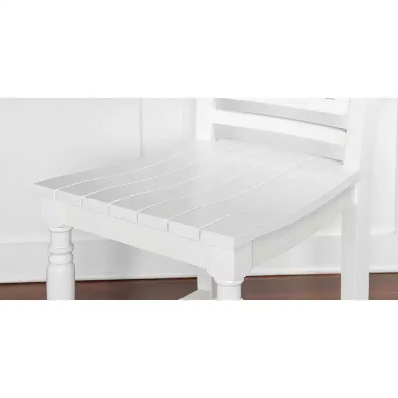 Taburete de barra de 24.25" de altura de mostrador con respaldo en X, acabado blanco, madera maciza