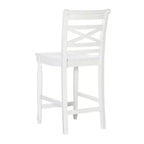 Taburete de barra de 24.25" de altura de mostrador con respaldo en X, acabado blanco, madera maciza