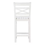 Taburete de barra de 24.25" de altura de mostrador con respaldo en X, acabado blanco, madera maciza