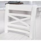 Taburete de barra de 24.25" de altura de mostrador con respaldo en X, acabado blanco, madera maciza