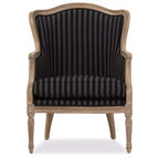 Sillón Acento Rayas Azules Francés Tradicional – Tapicería de Algodón, Marco de Madera de Cedro, No Requiere Montaje