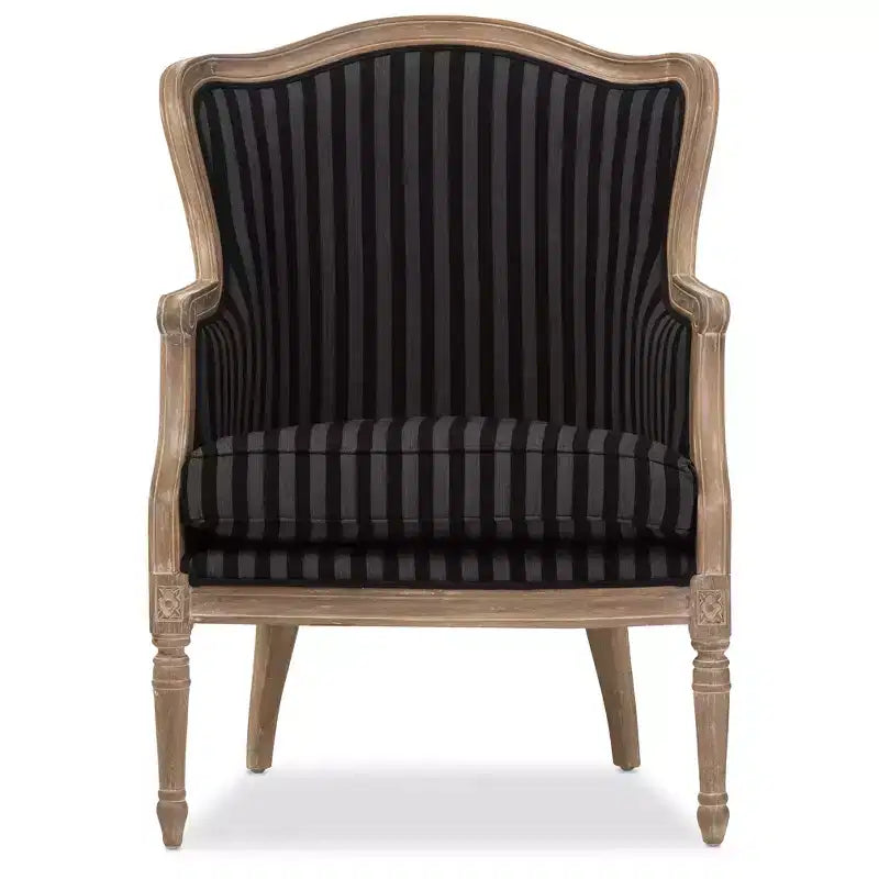 Sillón Acento Rayas Azules Francés Tradicional – Tapicería de Algodón, Marco de Madera de Cedro, No Requiere Montaje