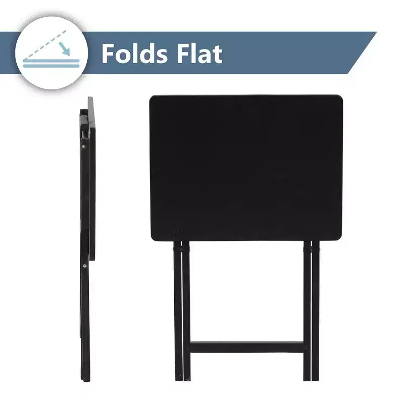 Mesa auxiliar plegable de madera para TV, color negro