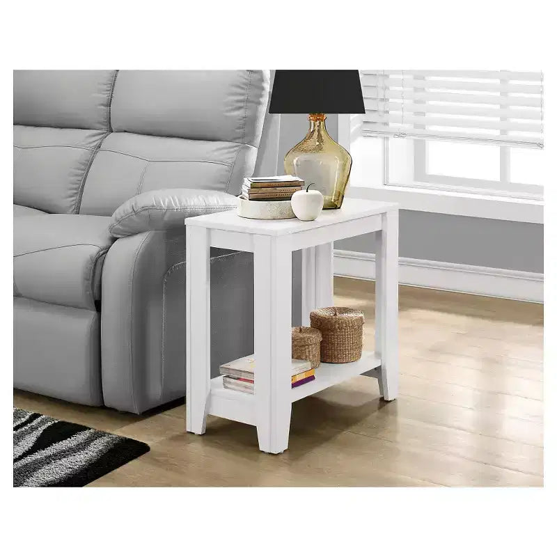 Mesa auxiliar con acento y estante inferior, blanco