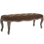 Banco tapizado, Trigo y crema natural, Estructura de roble, 52.4" de ancho